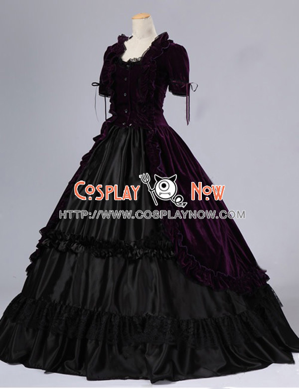 Victorian Gothic Velvet Gown Reenactment Stage Purple Punk Lolita Dress ...