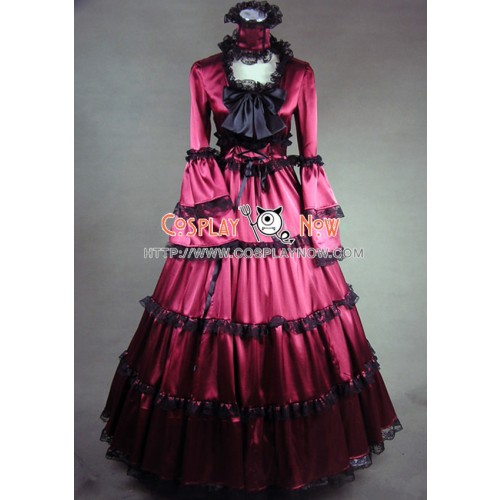 Victorian Lolita Southern Belle Satin Gothic Lolita Dress Red