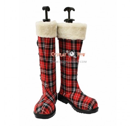 Black Butler Cosplay Shoes Ciel's Kawaii Gird Pattern Snow Boots