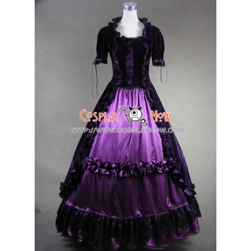 Lolita Renaissance Prom Velvet Purple Dress Ball Gown