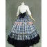 Victorian Gothic Ball Gown Reenactment Stage Punk Blue Tartan Lolita Dress Costume