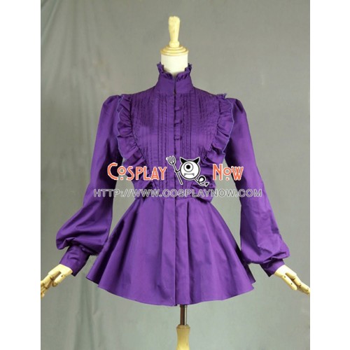 Gothic Lolita Cosplay Victorian Romantic Purple Blouse Ruffle Reenactment Costume