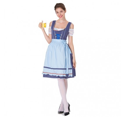 German Oktoberfest Cosplay Maid Costume Festival Stage Dress Blue