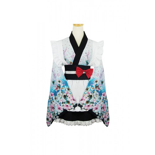 Lolita Cosplay Floral Kimono Maid Dress Costume