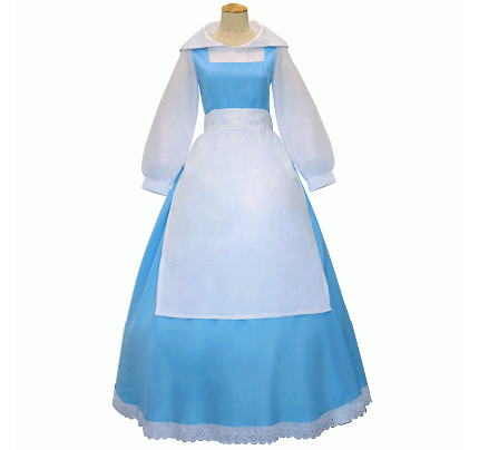 Beauty and the Beast Cosplay Princess Belle Costume Blue Dress