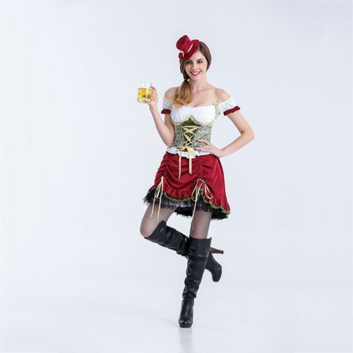 Munich Oktoberfest Festival Costume Performance Halloween Stage Restaurant Work Uniform Short Dress