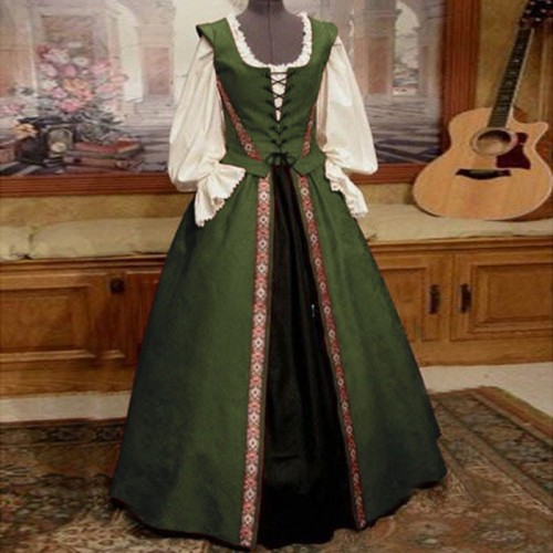 Medieval Renaissance Style Square Neck Dress