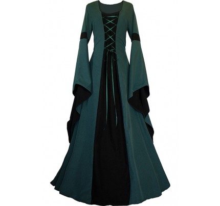Carnival Renaissance Medieval Johanna Dark Green-Black Lolita Dress Robe 