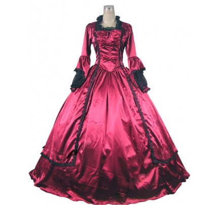 Marie Antoinette Victorian Ball Gown Cosplay Red Wedding Dress