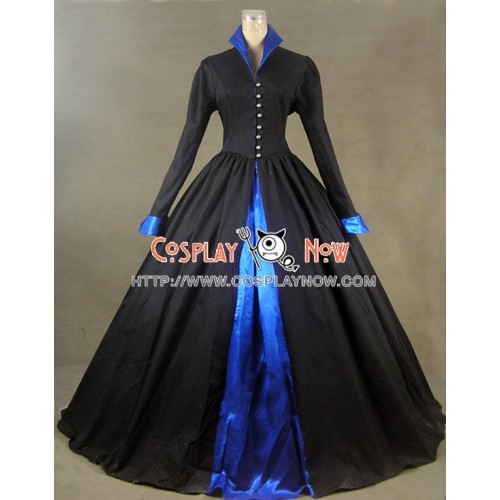 Renaissance Gothic Ball Gown Prom Black Cotton Blends Dress