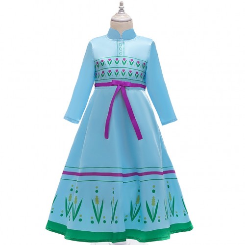 Frozen Cosplay Princess Anna Costume Fairy Tale Cute Dress for Children