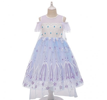 Snow White Cosplay Princess Costume Layered Printed Off Shoulder Girl Dress for Children 