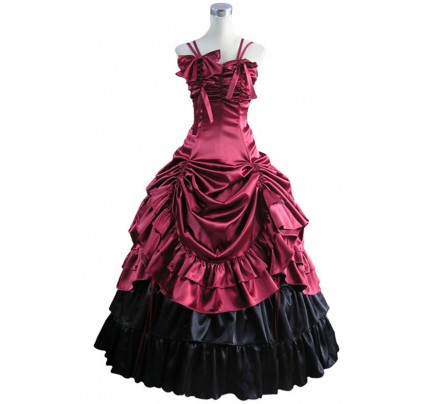 Southern Belle Satin Lolita Ball Gown Prom Red Dress