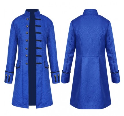 Solid Color Fashion Steampunk Retro Uniform Stand Collar Overcoat
