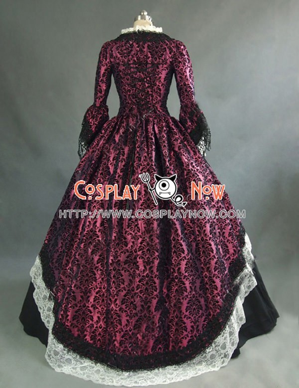 Marie Antoinette Victorian Dark Red Wedding Dress Ball Gown Prom