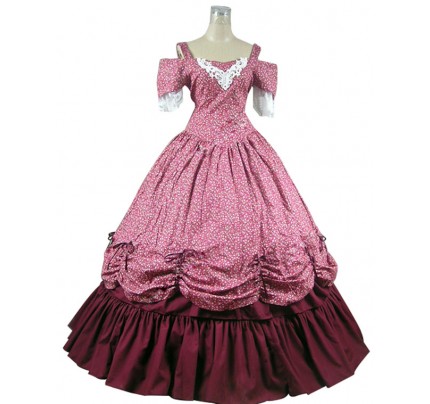 Southern Belle Civil War Cotton Dress Ball Gown Prom