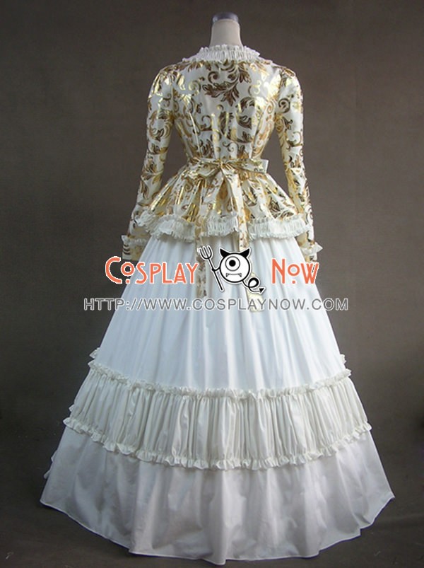 Civil War Satin Jacket Gown Dress Wedding Dress
