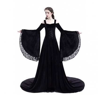 Medieval Style Off Shoulder Long Performance Dress 
