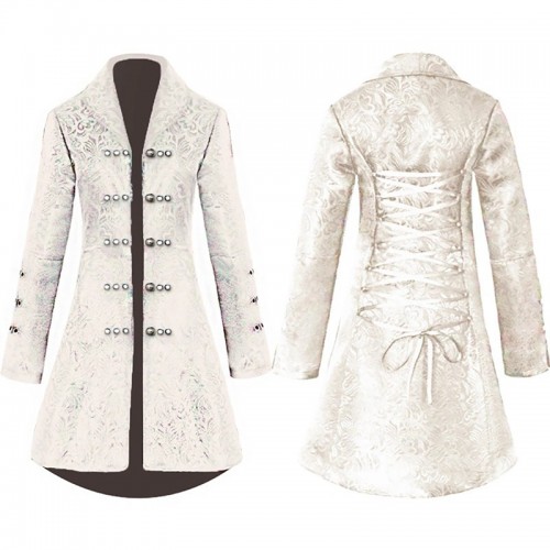 Medieval Vintage Jacquard Wave Cosplay Costume Coat Dress Medium Length