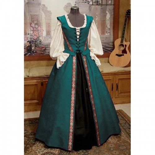 Medieval Renaissance Style Square Neck Dress