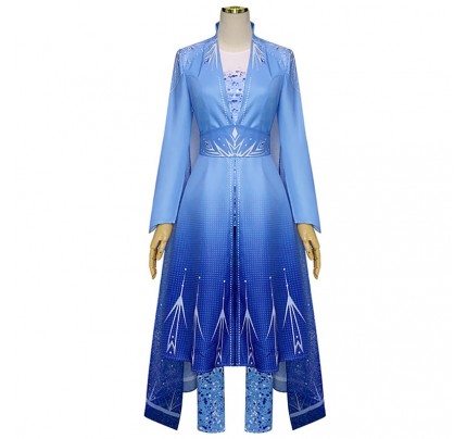 Frozen II Cosplay Princess Elsa Costume Blue Dress