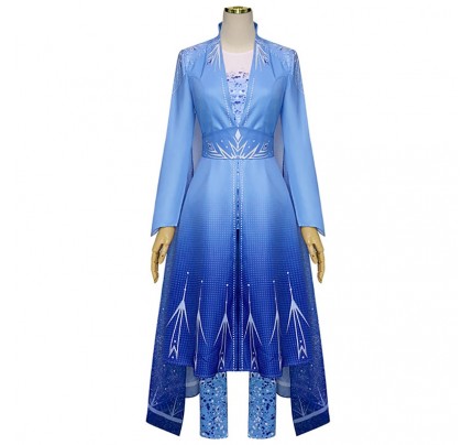 Frozen II Cosplay Princess Elsa Costume Blue Dress