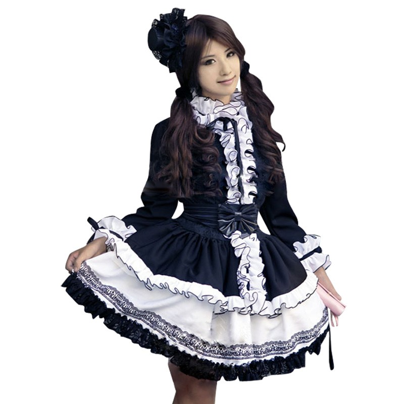 black dress white collar costume