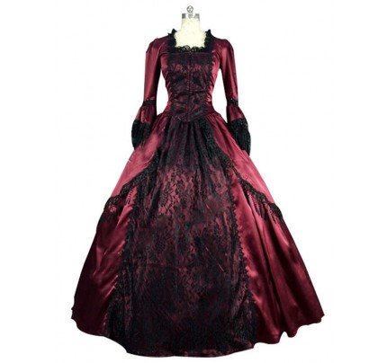 Victorian Lolita Marie Antoinette Lace Gothic Lolita Dress Burgundy