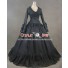 Victorian Gothic Lolita Ball Gown Prom Brocade Black Dress