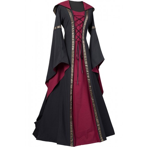 Renaissance Lolita Medieval Robe Adelheid Schwarz-Bordeaux Carnival Dress