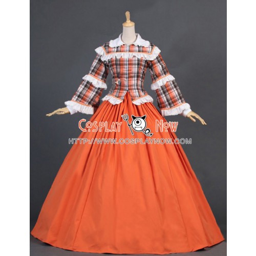 Civil War Tartan Gown Reenactment Theater Clothing Lolita Dress Costume