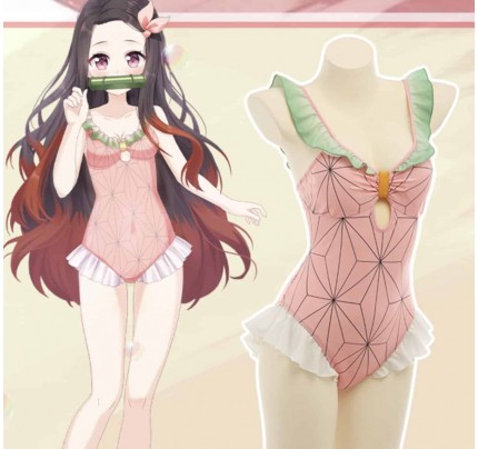 Demon Slayer Nezuko Kamado Swim Cosplay Costume Version 3