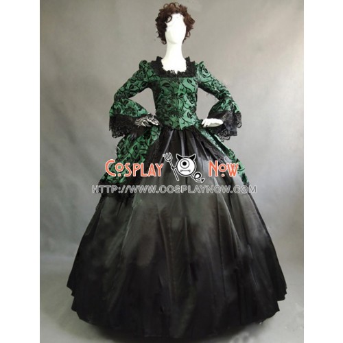 Victorian Lolita Marie Antoinette Brocade Gothic Lolita Dress Green Floral