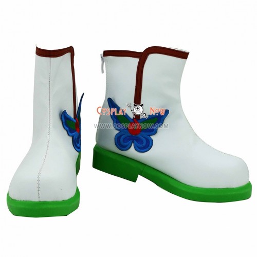 White & Green Hoozuki no Reitetsu Hakutaku Embroidery Cosplay Boots