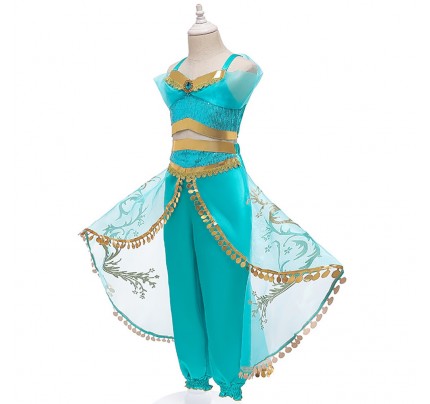 Aladdin and the Magic Lamp Cosplay Princess Jasmine Costume Girl Dress Outfit for Children 