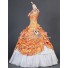 Victorian Southern Belle Ball Gown Reenactment Orange Floral Lolita Dress Costume