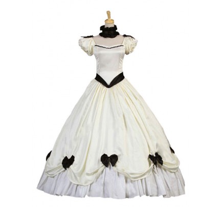 Victorian Southern Belle Princess Ball Gown Formal Reenactor White Lolita Dress Costume