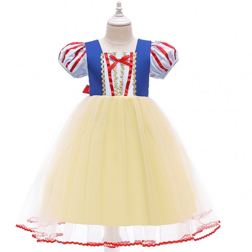 Snow White Cosplay Costume Puff Ball Skirt Princess Dress for Children