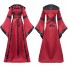 Medieval Retro Square Neck Strappy Pagoda Sleeves Hooded Dress