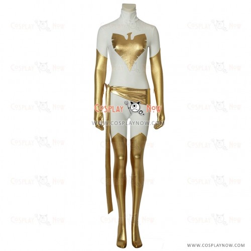 X-Men Cosplay Costume White Phoenix Costume Slim fit Gold and White Jumpsuit