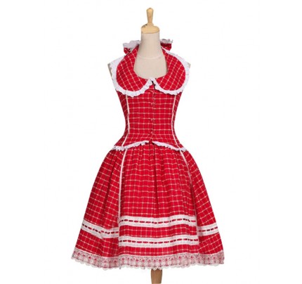 Victorian Lolita 1950s Romantic Chic Halterneck Gothic Lolita Dress