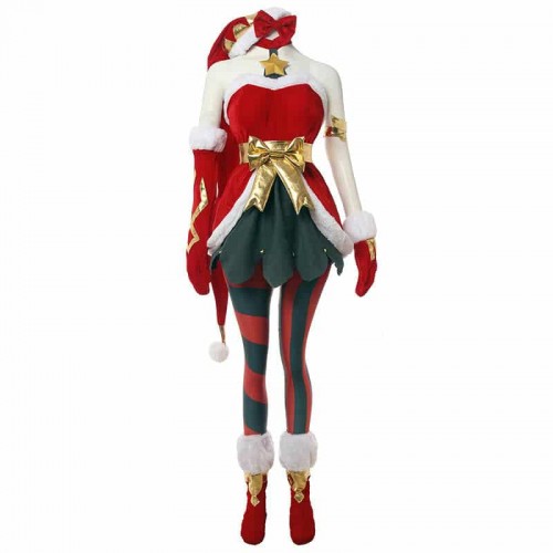 League Of Legends LOL Ambitious Elf Jinx Christmas Cosplay Costume