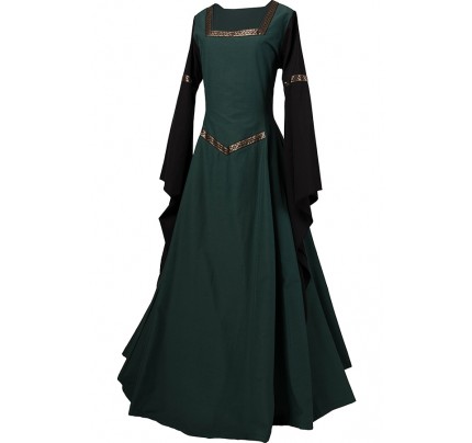 Carnival Renaissance Medieval Hermia Dark Green-Black Dress Robe 