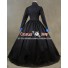 Renaissance Gothic Ball Gown Prom Black Cotton Blends Dress