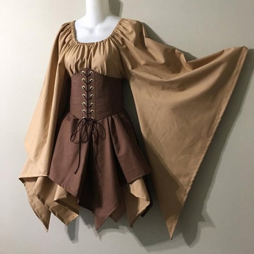 Renaissance Long Sleeve Dress Middle Ages Halloween Party