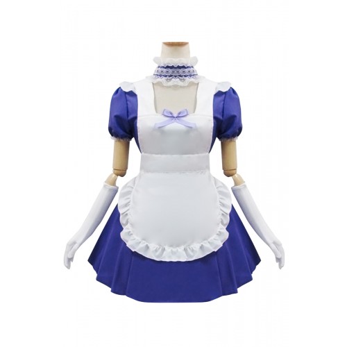 Lovely Blue White Maid Lolita Dress Cosplay Costume