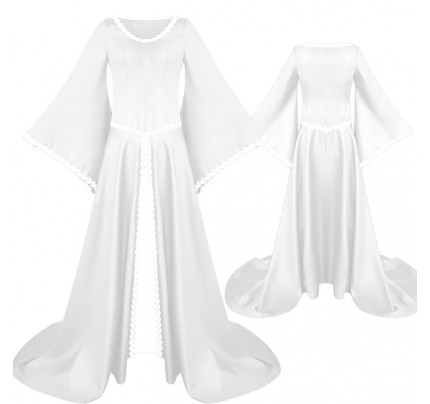 Historical Medieval Retro V Neck Pagoda Sleeves Dress