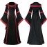 Medieval Retro Square Neck Strappy Pagoda Sleeves Hooded Dress