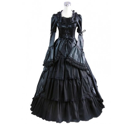 Civil War Gothic Lolita Satin Ball Gown Dress Black