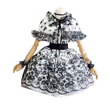 Black White Classic Gothic Lolita Dress Cosplay Costume